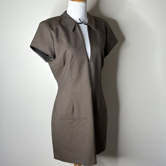 Zara Brown Plaid Collared Mini Dress - Picture 3 of 9